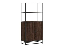 Aparador alto roble marrón 68x35x139 cm madera contrachapada metal