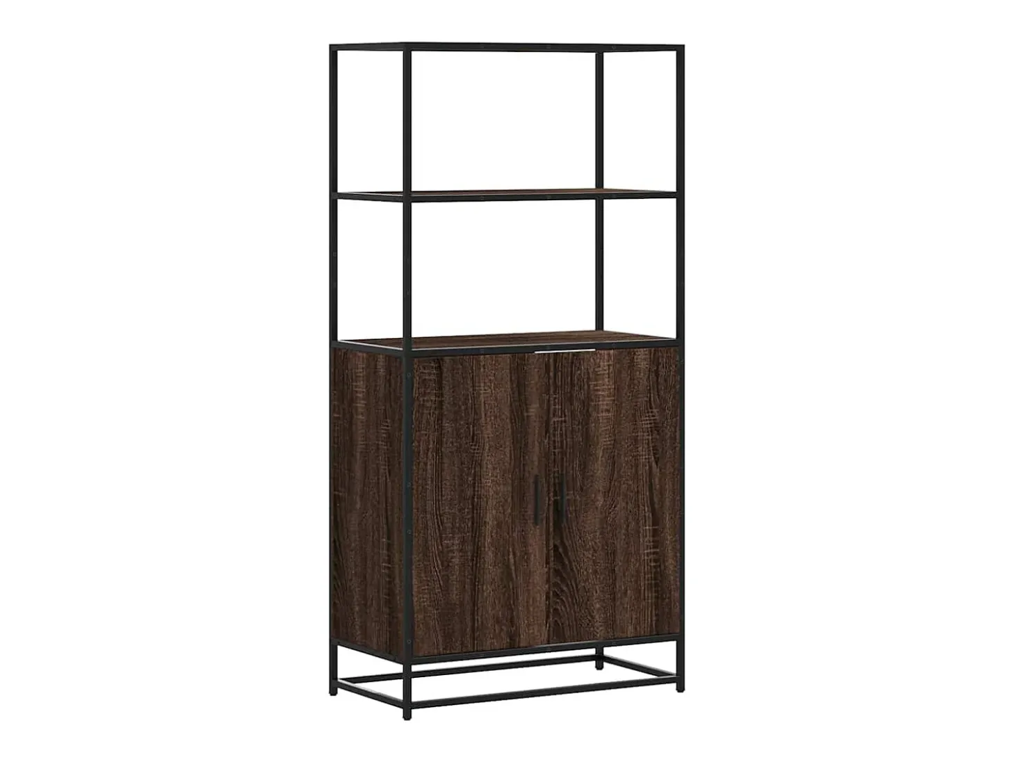 Aparador alto roble marrón 68x35x139 cm madera contrachapada metal