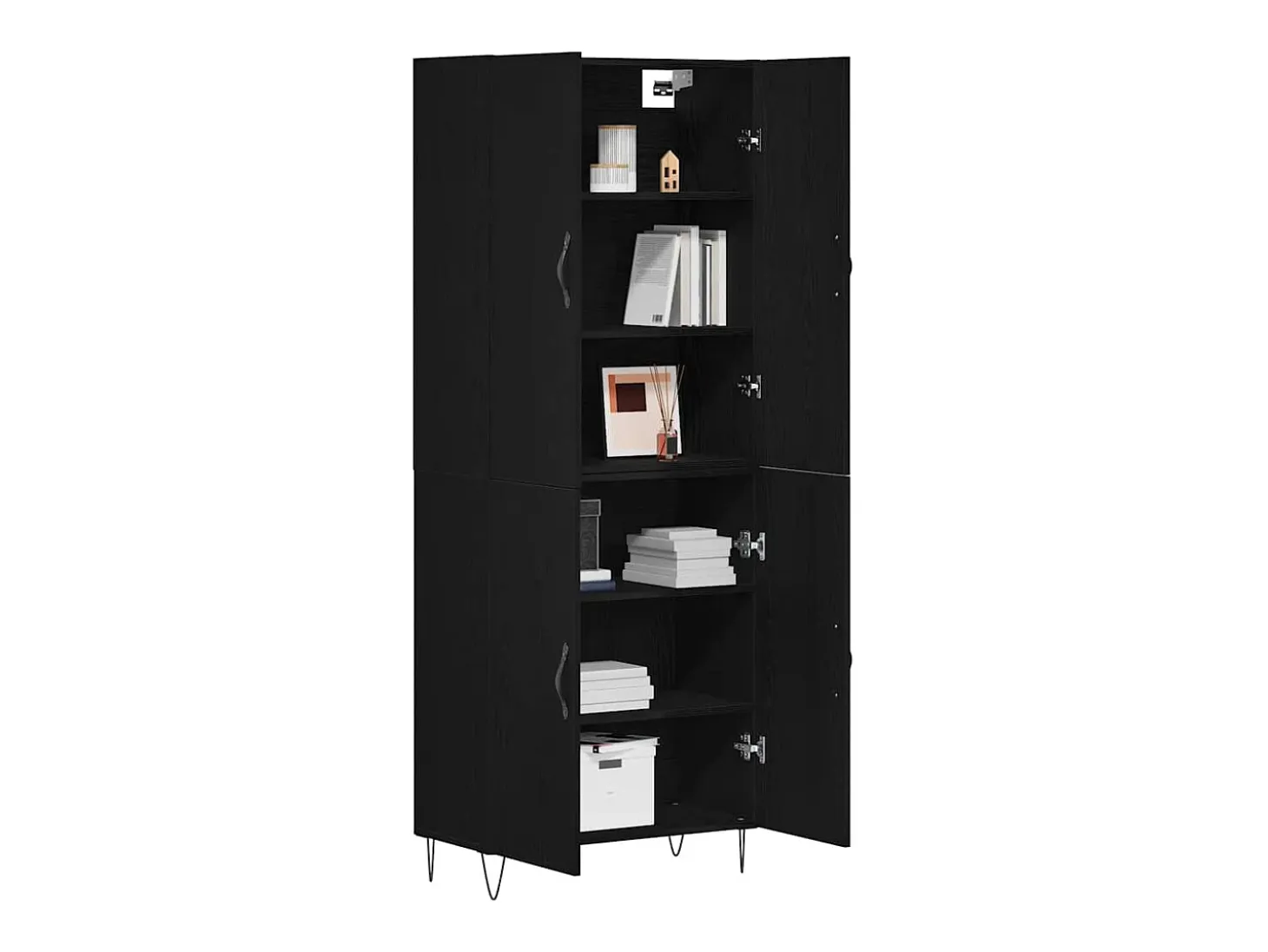 Aparador alto Roble Negro 69,5x34x180 cm Madera de ingeniería