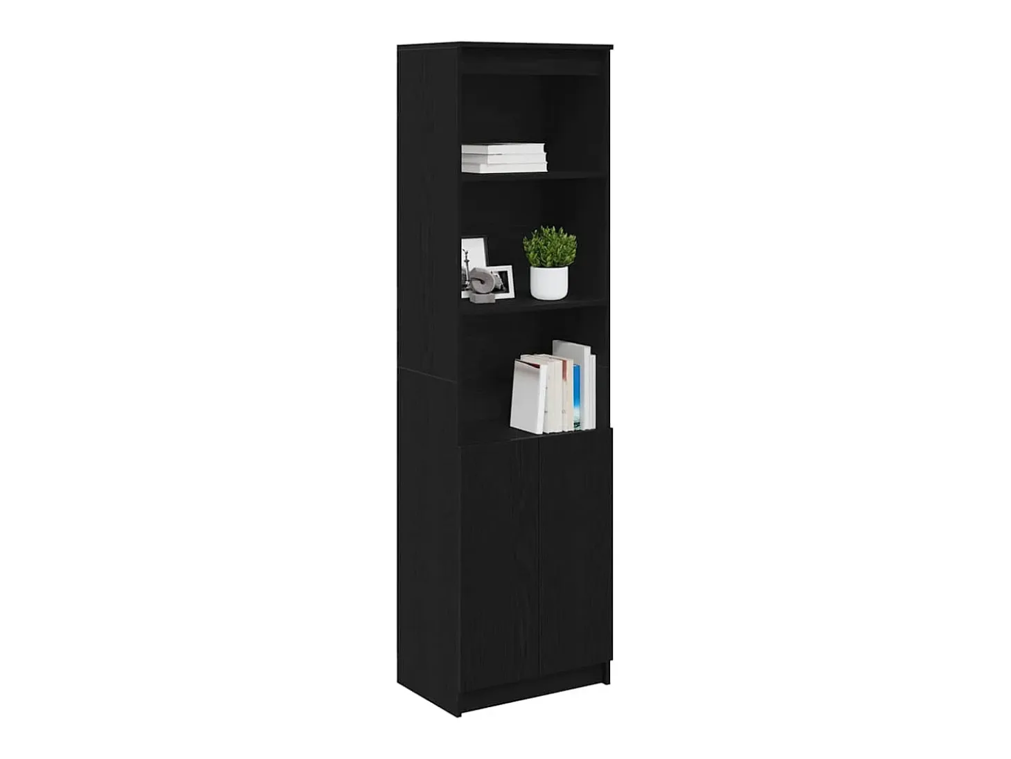 Aparador alto roble negro 50x35x180 cm madera de ingeniería