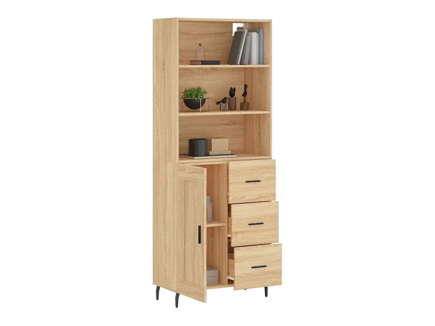 Aparador alto roble Sonoma 69,5x34x180 cm Madera de ingeniería