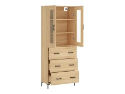 Aparador alto roble Sonoma 69,5x34x180 cm Madera de ingeniería