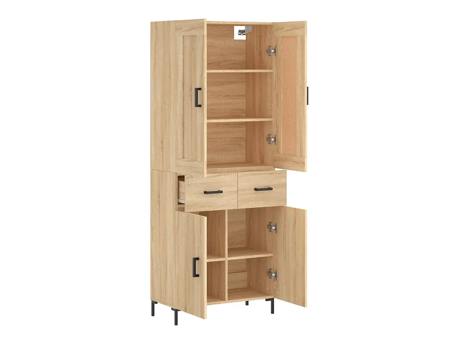 Aparador alto roble Sonoma 69,5x34x180 cm Madera de ingeniería