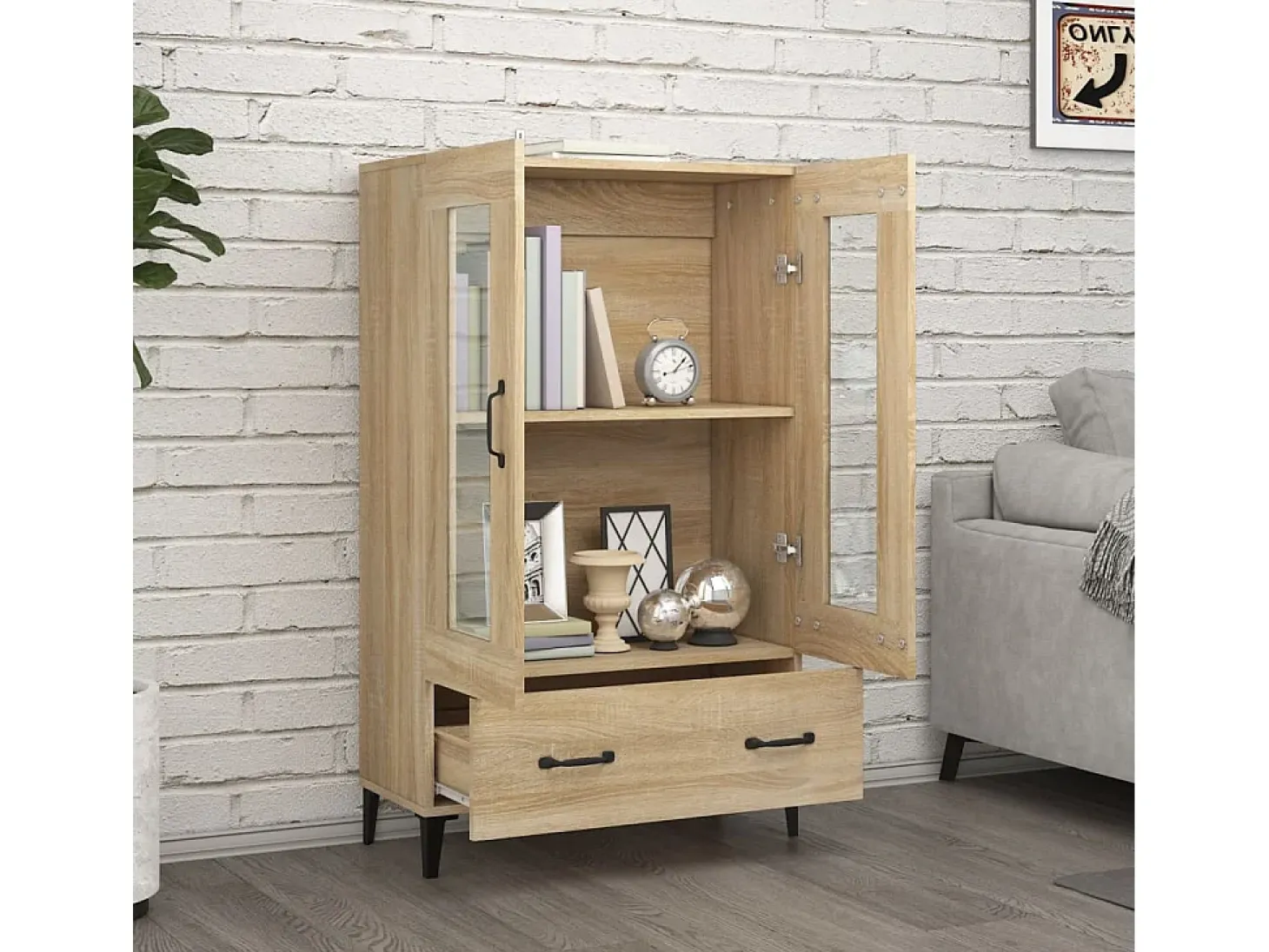 Aparador alto roble Sonoma 70x31x115 cm Madera de ingeniería