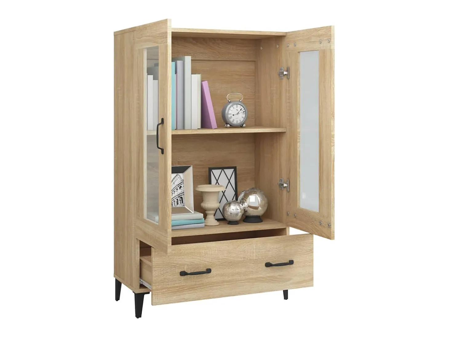Aparador alto roble Sonoma 70x31x115 cm Madera de ingeniería