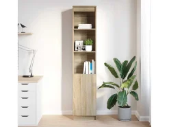 Aparador alto roble Sonoma 37,5x35x180 cm madera de ingeniería