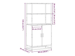 Aparador alto roble Sonoma 68x35x139 cm madera contrachapada metal