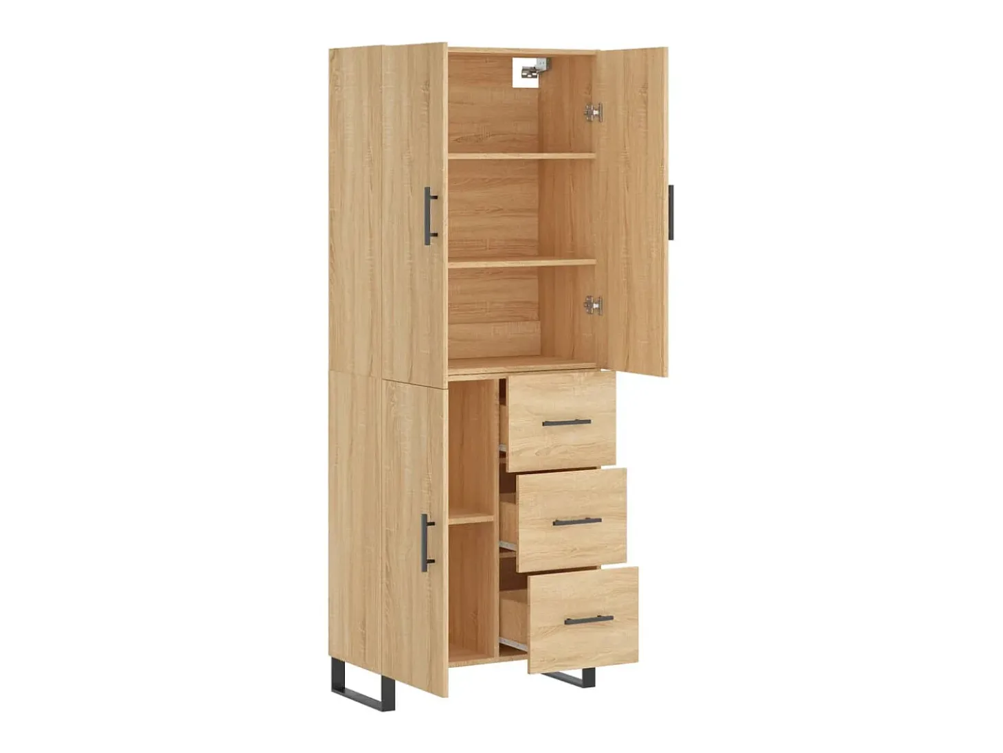 Aparador alto roble Sonoma 69,5x34x180 cm Madera de ingeniería