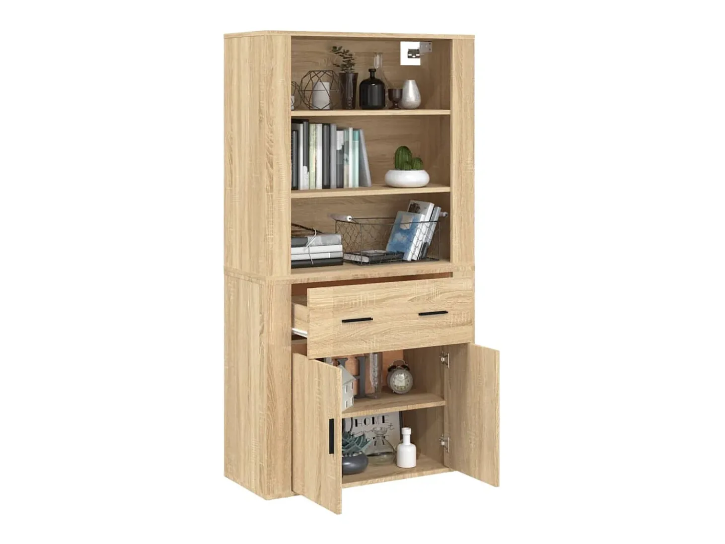 Aparador alto Roble Sonoma Madera de ingeniería