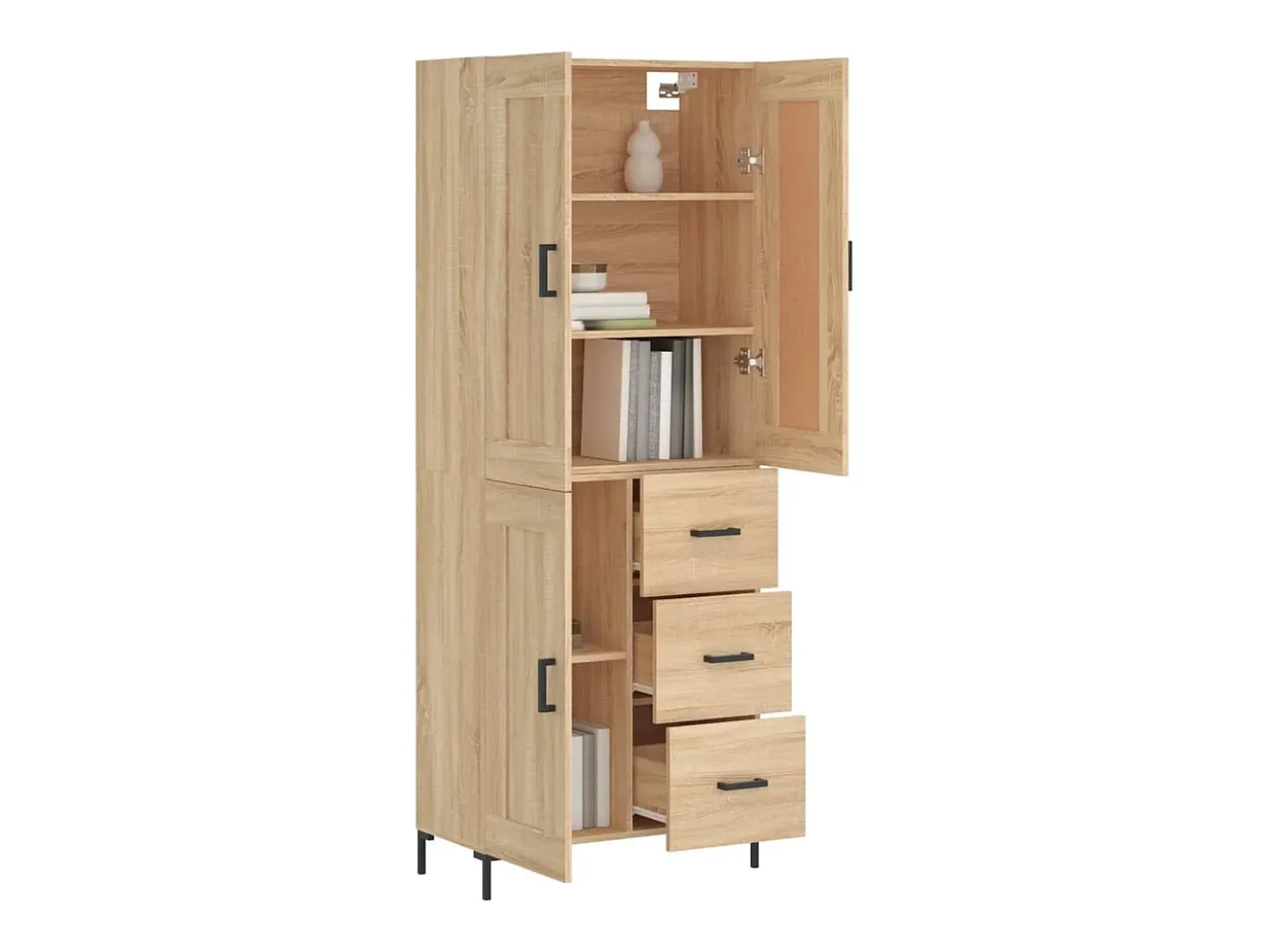 Aparador alto roble Sonoma 69,5x34x180 cm Madera de ingeniería