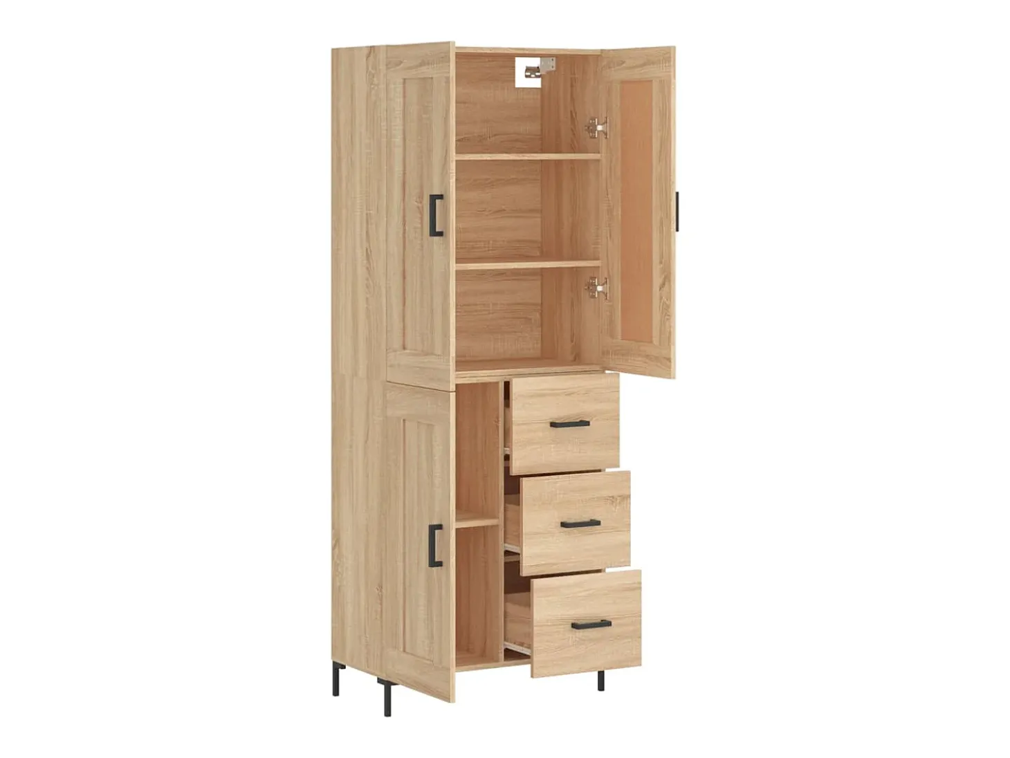 Aparador alto roble Sonoma 69,5x34x180 cm Madera de ingeniería