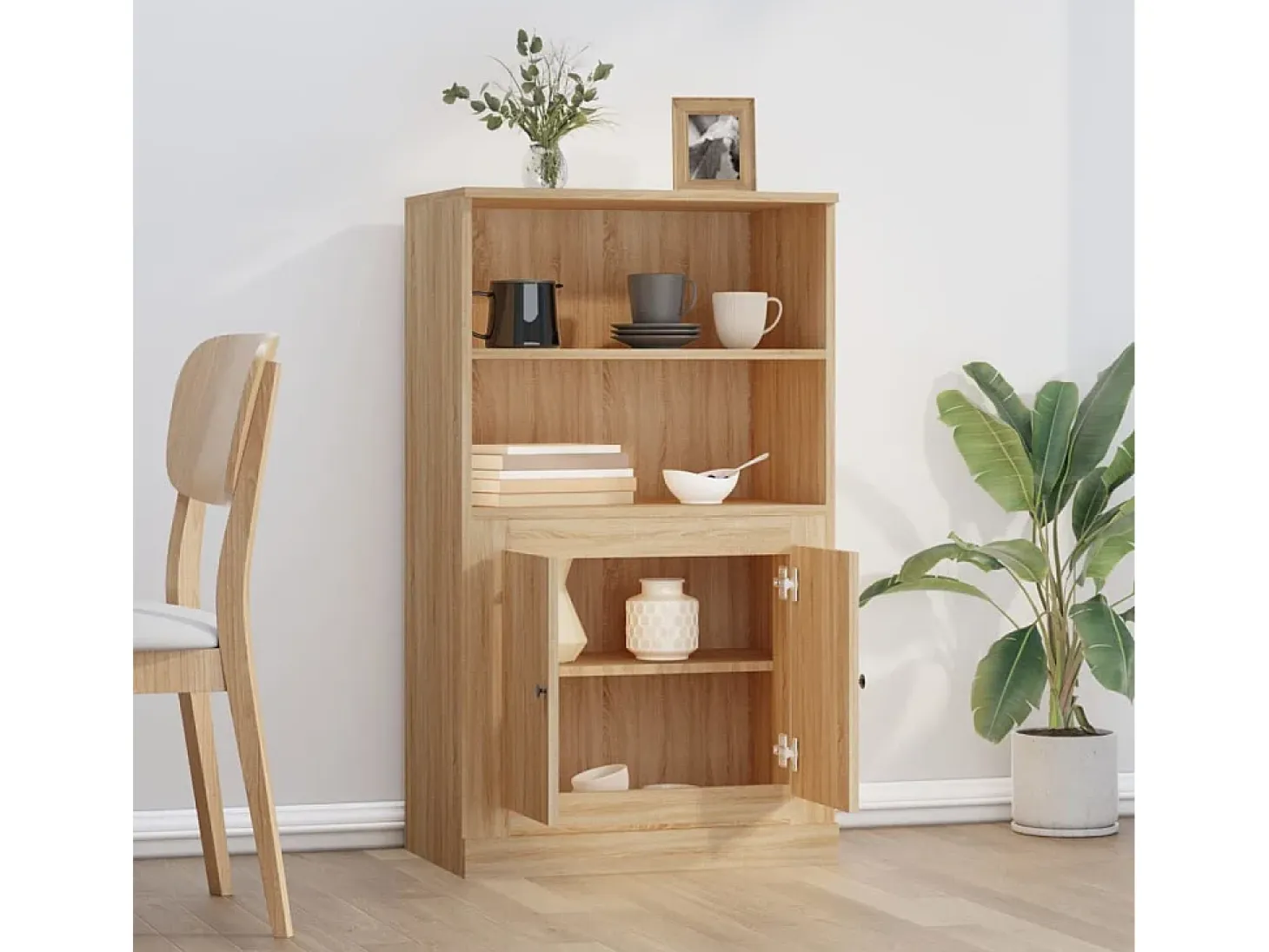 Aparador alto roble Sonoma 60x35,5x103,5 cm madera de ingeniería