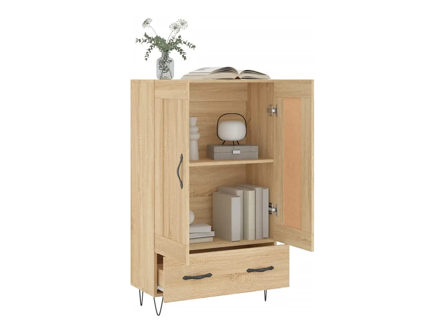 Aparador alto roble Sonoma 69,5x31x115 cm madera de ingeniería