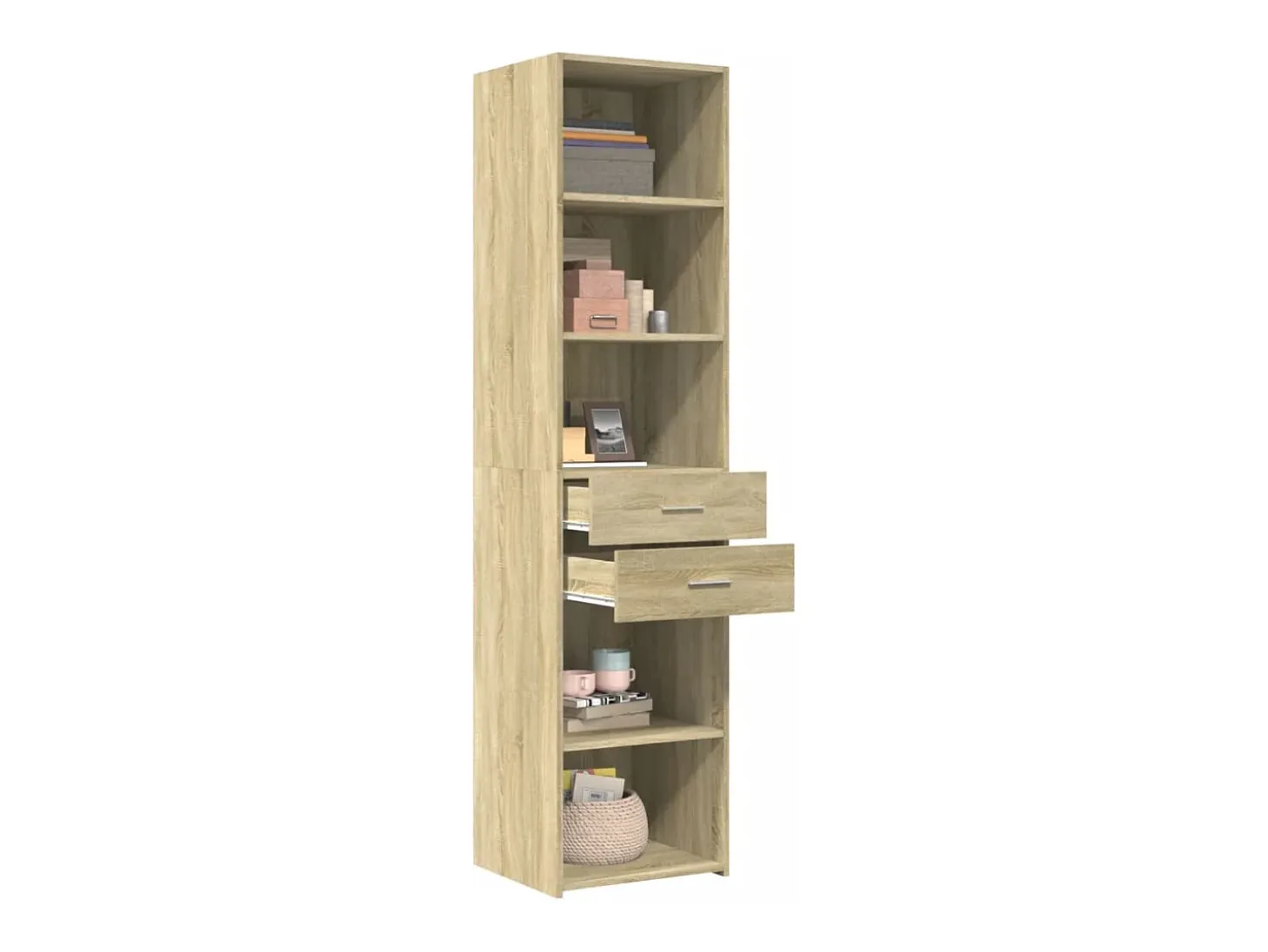 Aparador alto roble Sonoma 45x42,5x185 cm madera de ingeniería