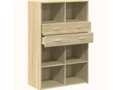Aparador alto roble Sonoma 80x42,5x124 cm madera de ingeniería