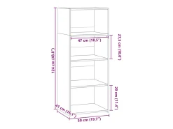 Aparador alto roble sonoma 50x41x124 cm madera de ingeniería