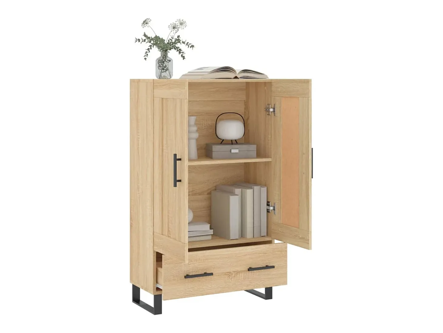 Aparador alto roble Sonoma 69,5x31x115 cm madera de ingeniería