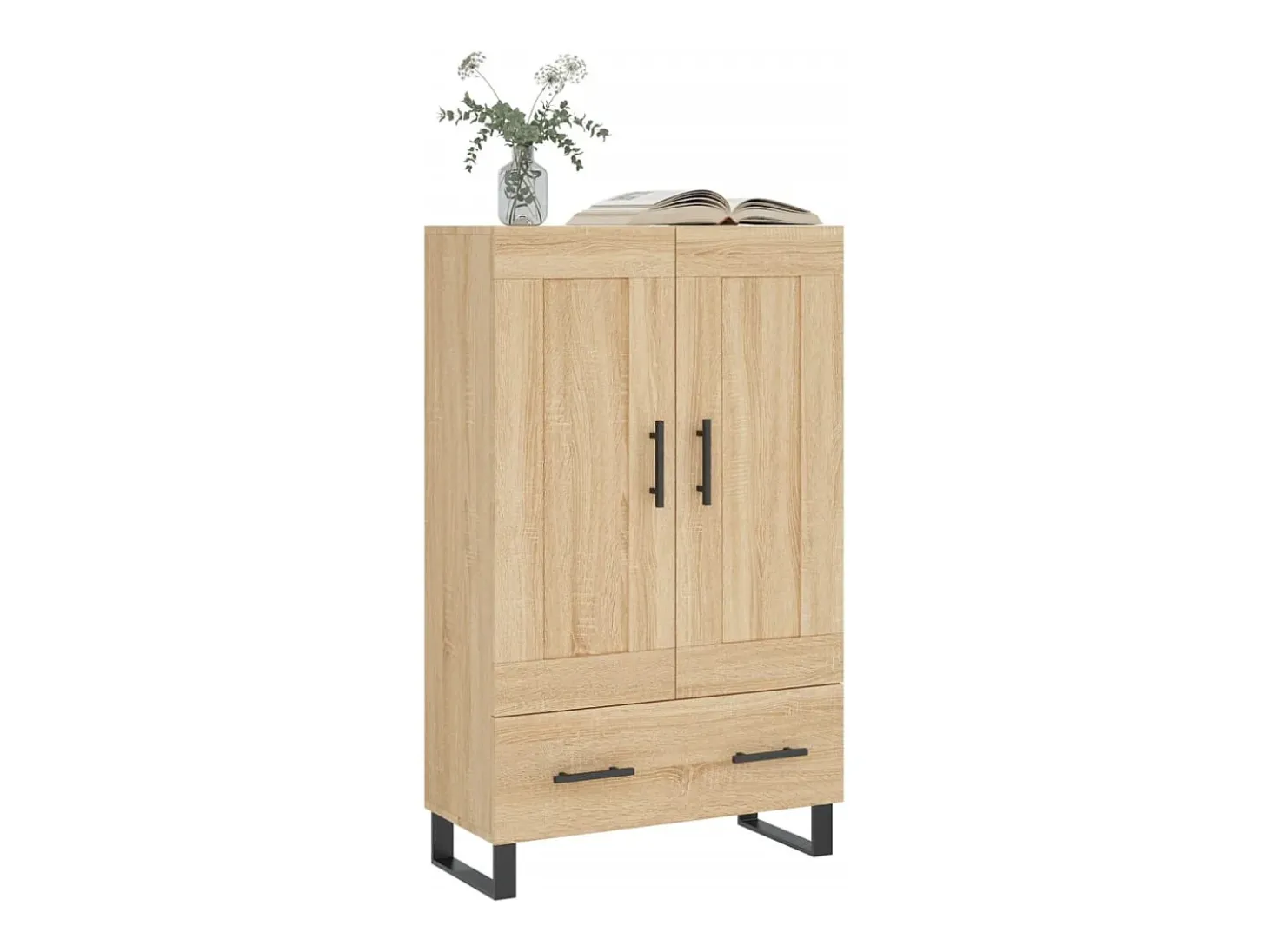 Aparador alto roble Sonoma 69,5x31x115 cm madera de ingeniería