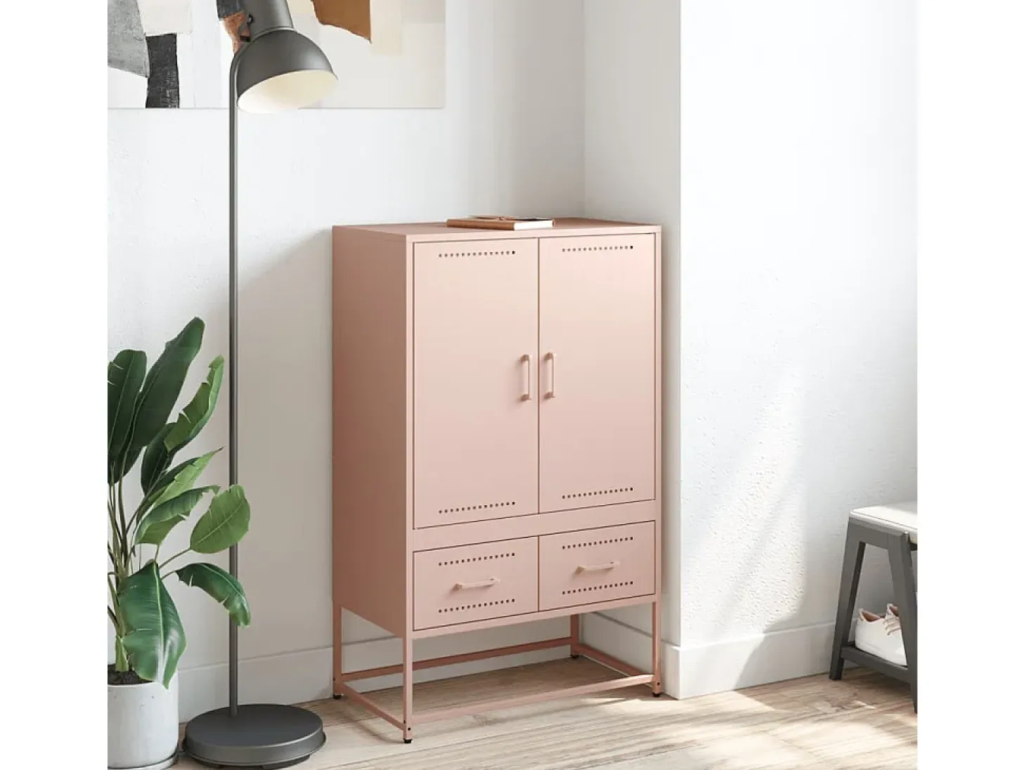 Aparador alto rosa 68x39x111,5 cm acero
