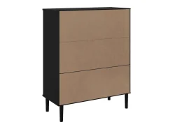 Aparador alto SENJA aspecto de ratán madera negro 90x40x112 cm