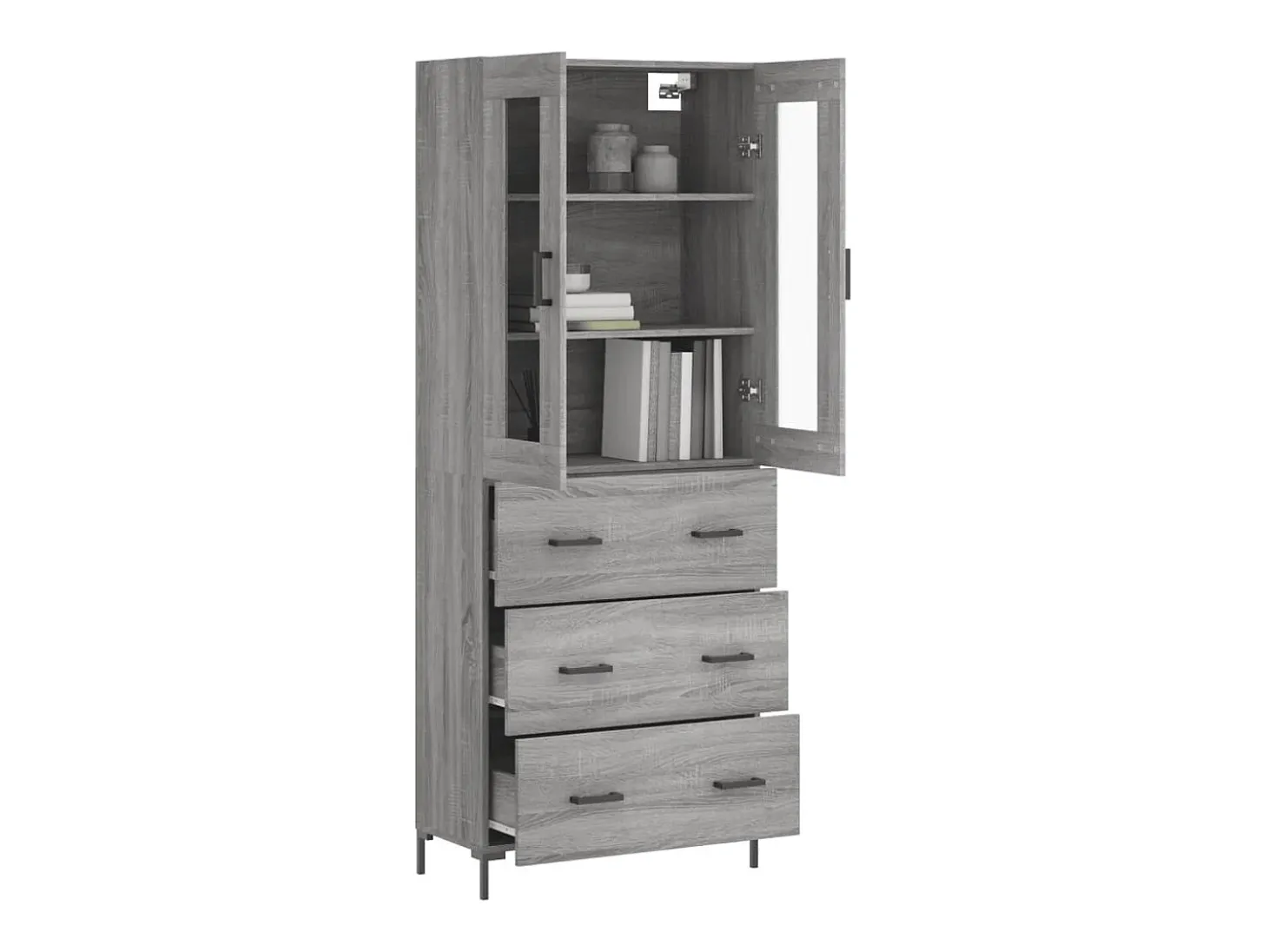 Aparador alto Sonoma gris 69,5x34x180 cm Madera de ingeniería