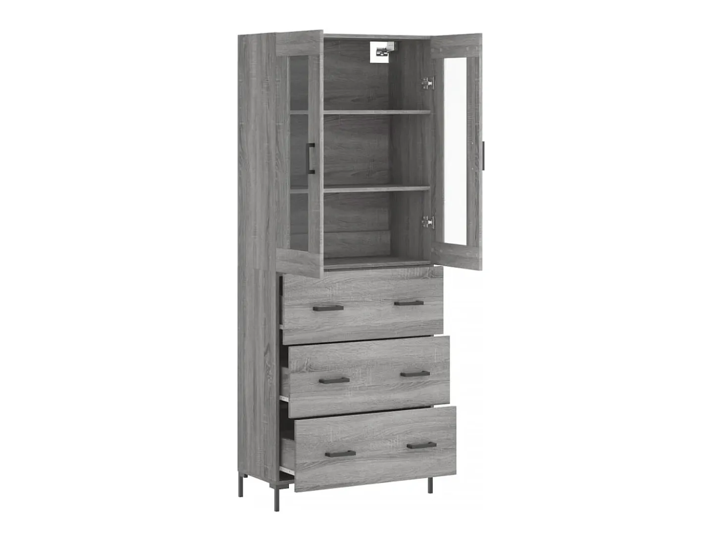 Aparador alto Sonoma gris 69,5x34x180 cm Madera de ingeniería
