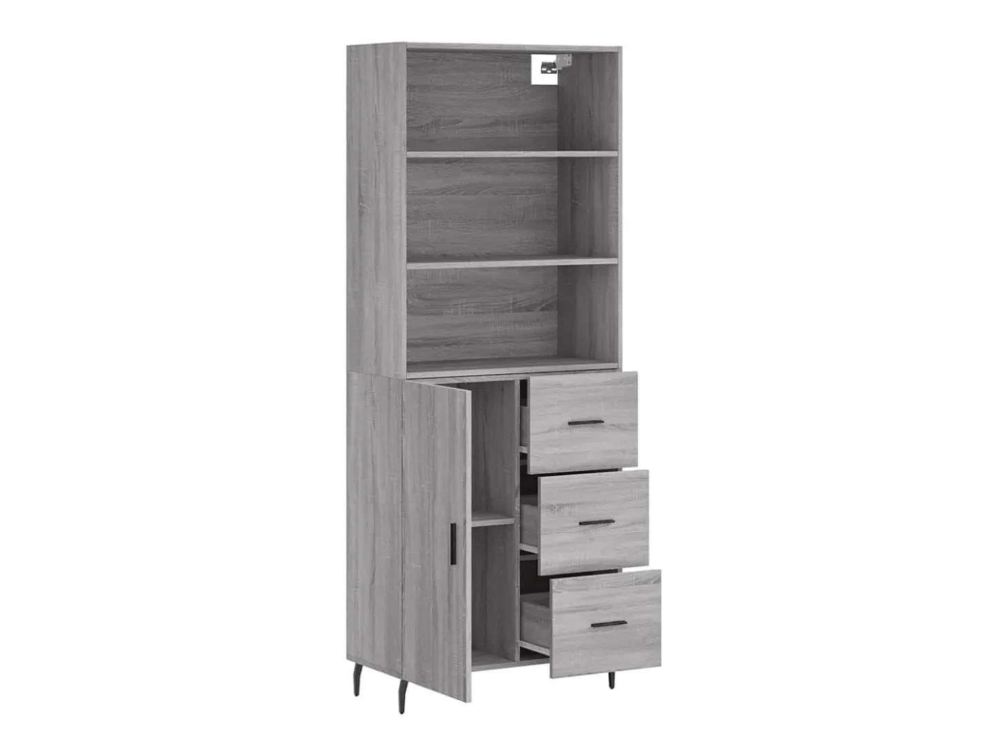 Aparador alto Sonoma gris 69,5x34x180 cm Madera de ingeniería