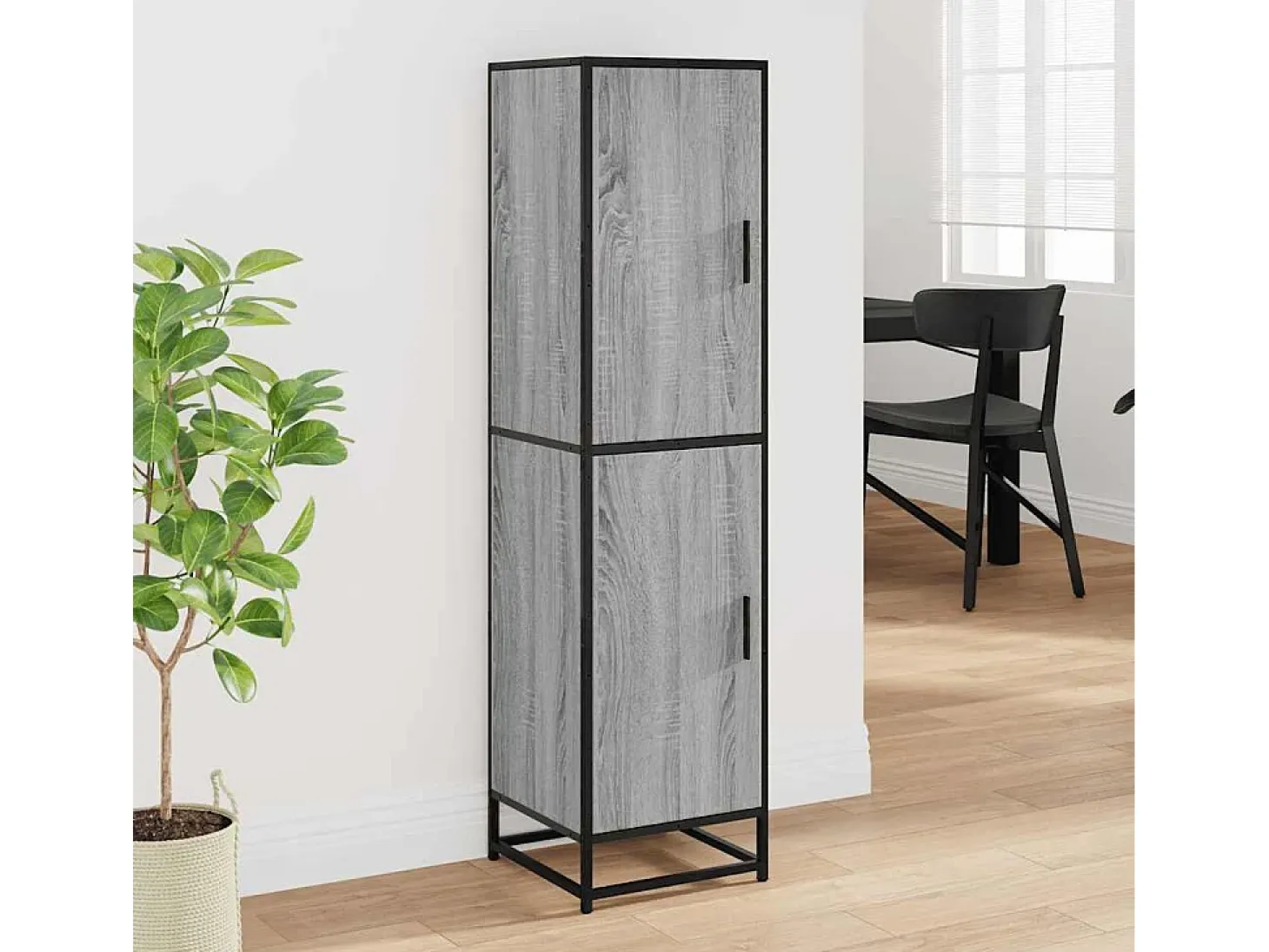 Aparador alto Sonoma gris 35,5x35x139 cm madera contrachapada metal