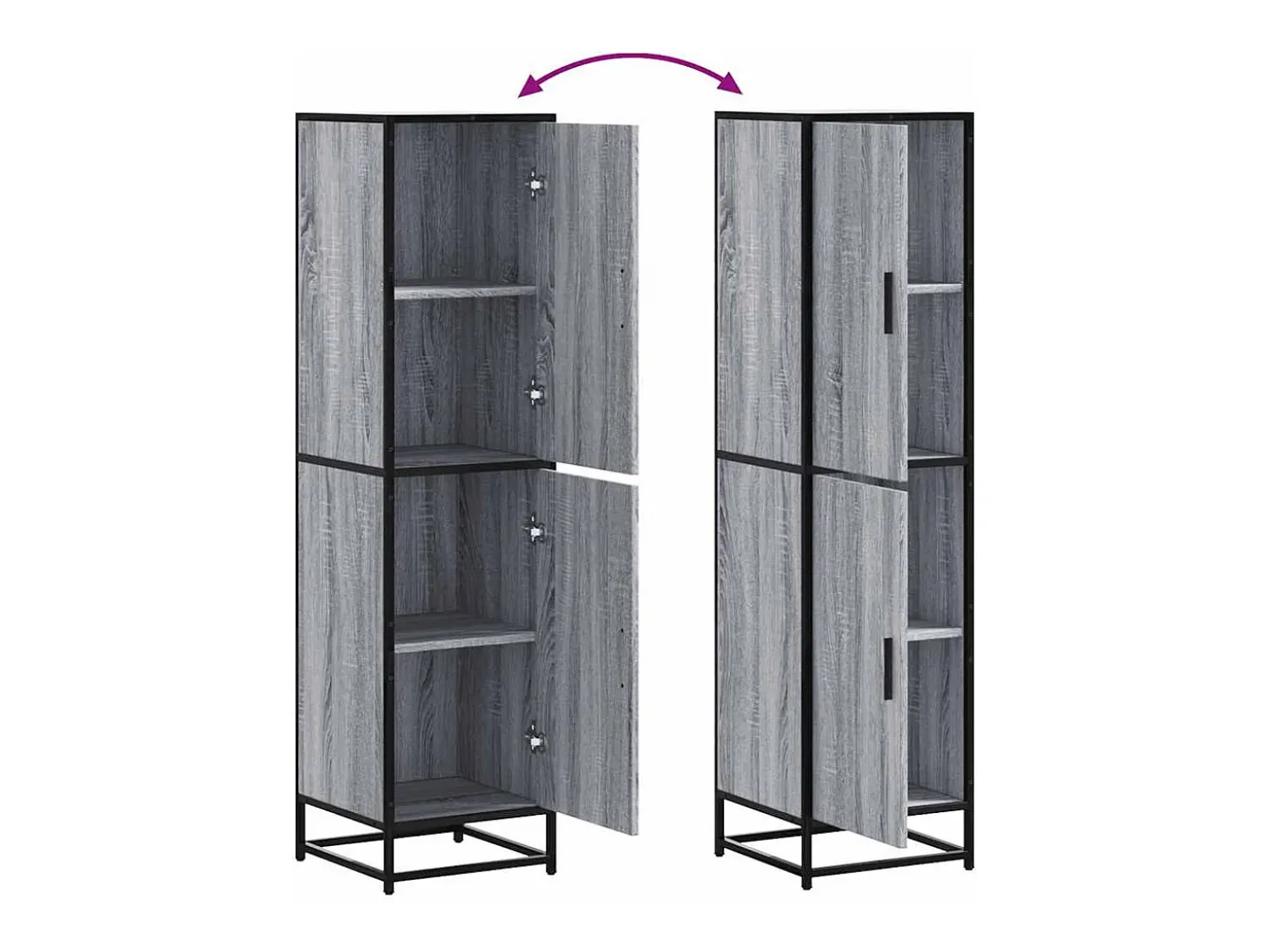 Aparador alto Sonoma gris 35,5x35x139 cm madera contrachapada metal