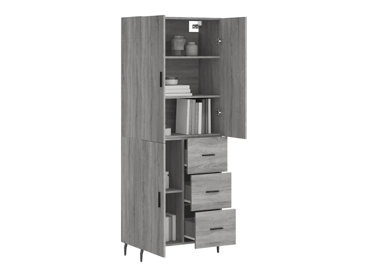 Aparador alto Sonoma gris 69,5x34x180 cm Madera de ingeniería