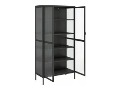 Aparador alto vidrio y acero negro 85x40x180 cm