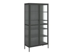 Aparador alto vidrio y acero negro 85x40x180 cm