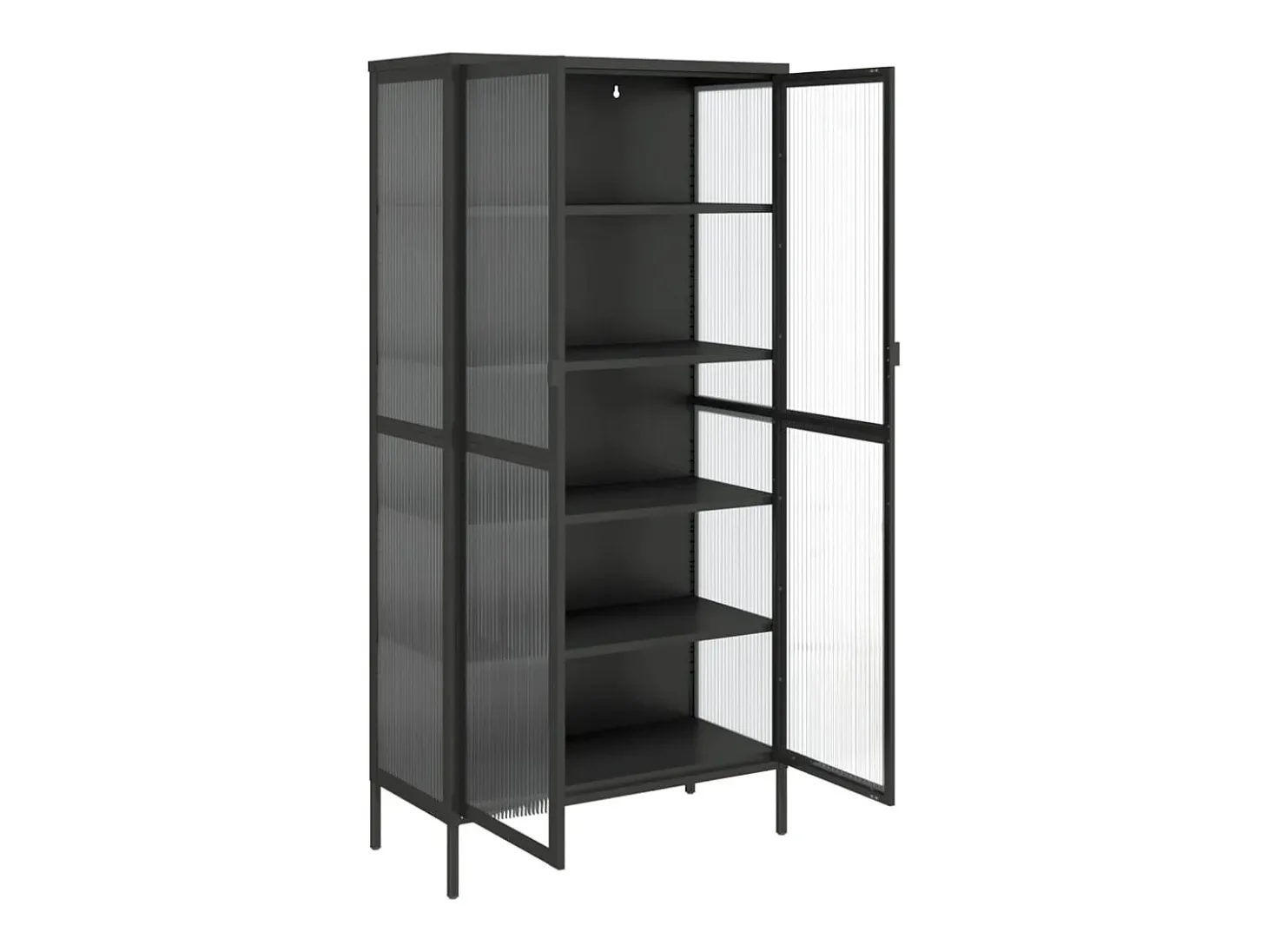 Aparador alto vidrio y acero negro 85x40x180 cm