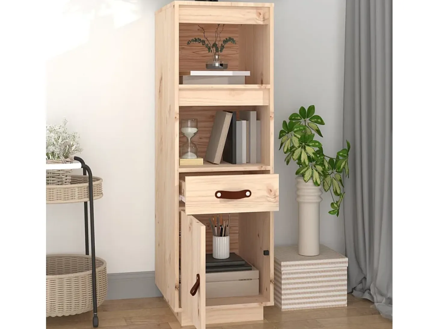 Aparador alto 34x40x108,5 cm Madera maciza de pino