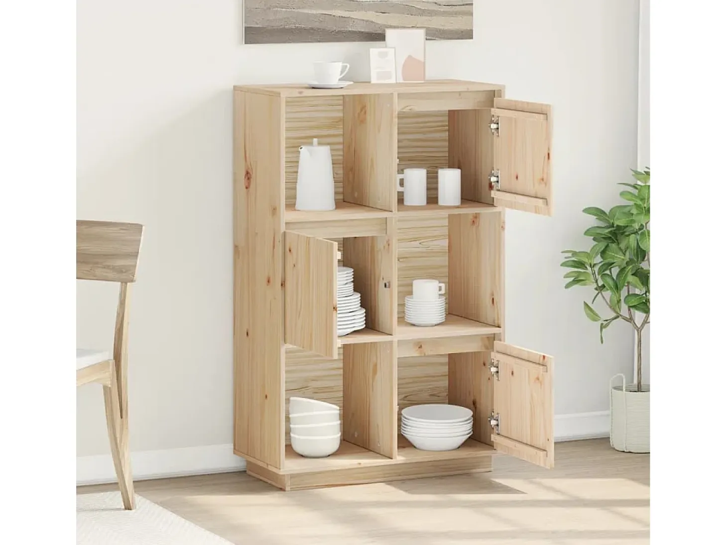 Aparador alto 74x35x117 cm Madera maciza de pino