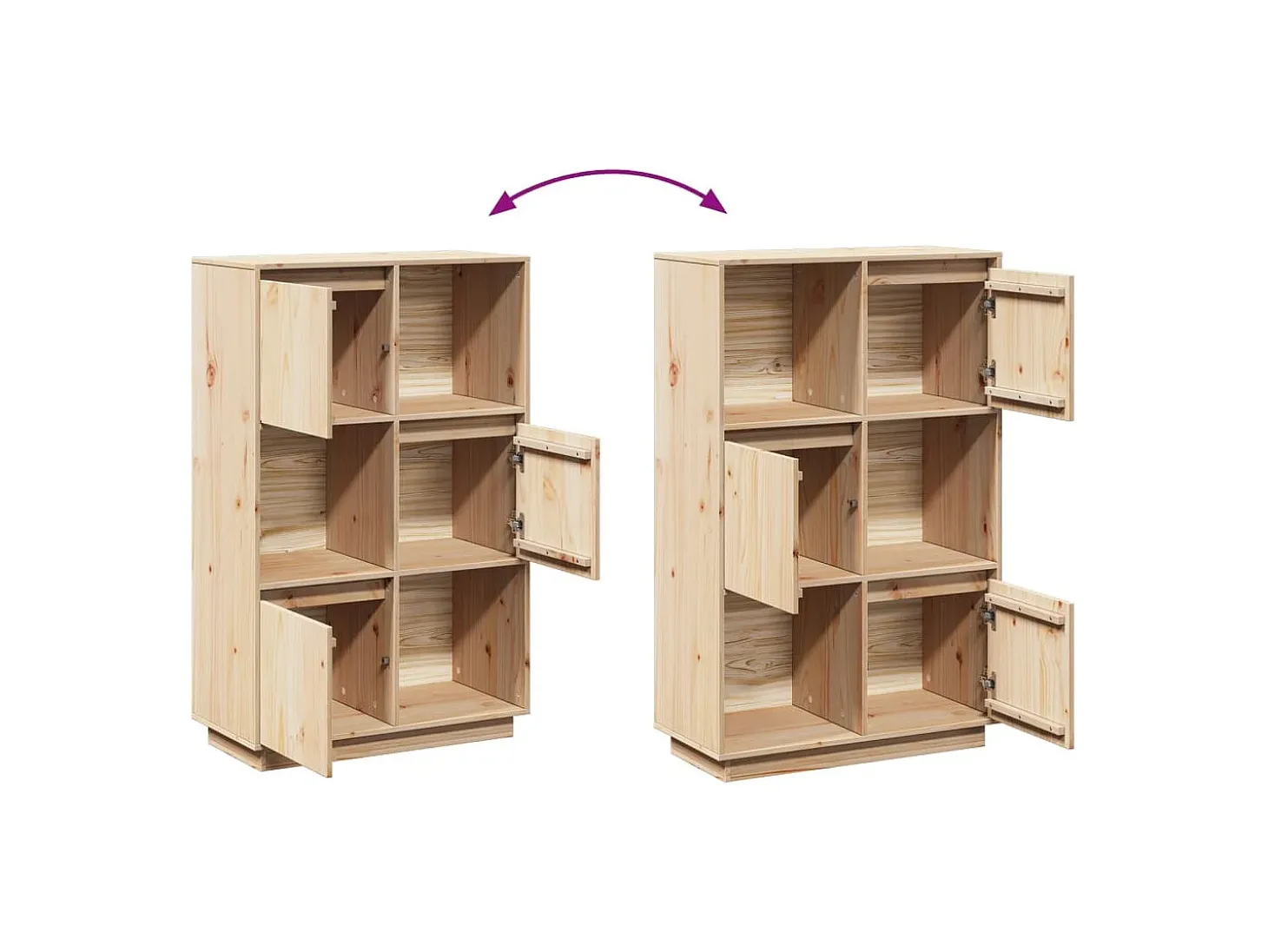 Aparador alto 74x35x117 cm Madera maciza de pino