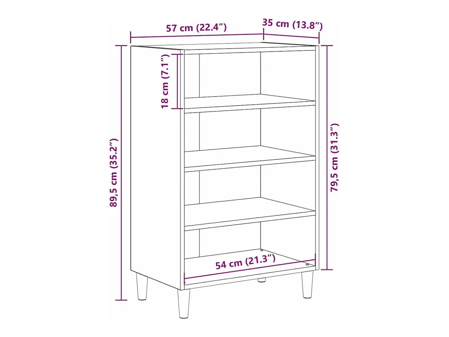 Aparador antiguo de madera 57 x 35 x 90 cm Madera de ingeniería