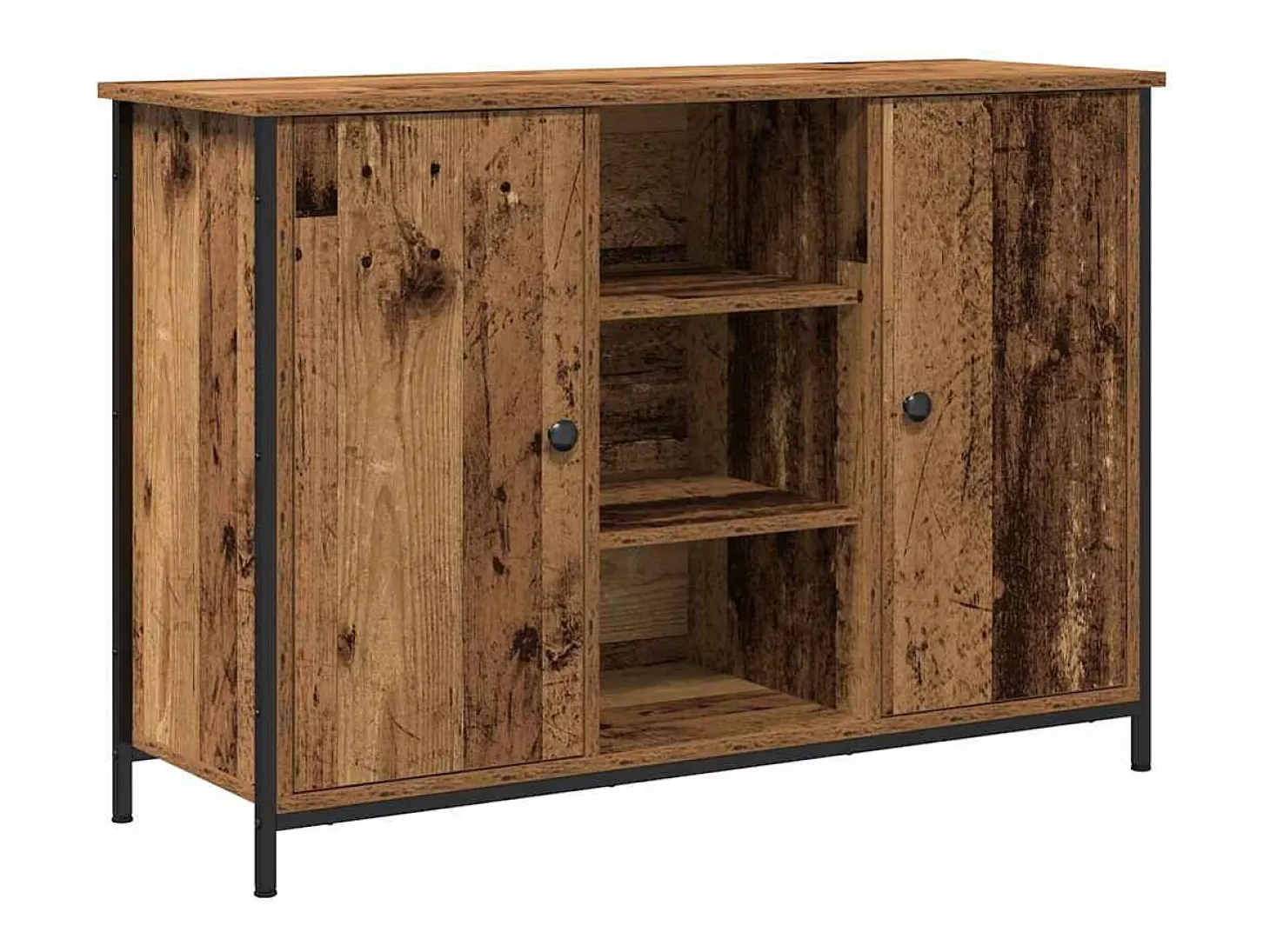 Aparador antiguo de madera 100x35x70 cm en madera contrachapada y acero