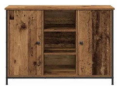 Aparador antiguo de madera 100x35x70 cm en madera contrachapada y acero