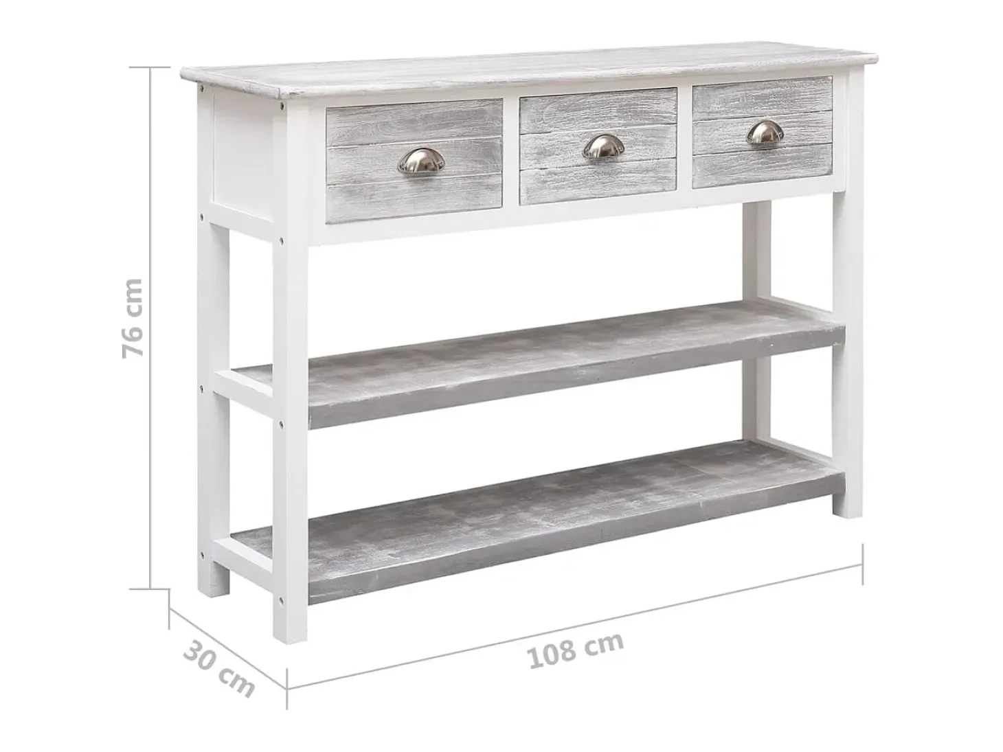 Aparador antiguo gris 108x30x76 cm Madera maciza de paulownia