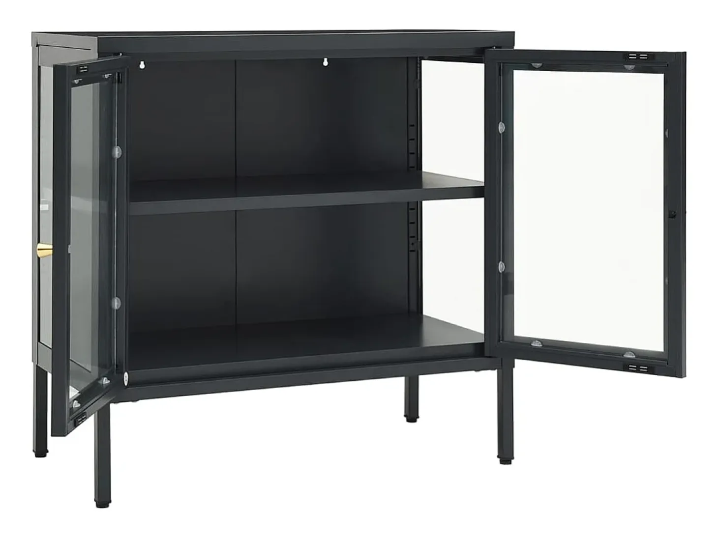 Aparador Antracita 70x35x70 cm Acero y cristal