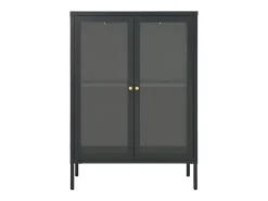 Aparador Antracita 75x35x105 cm Acero y cristal