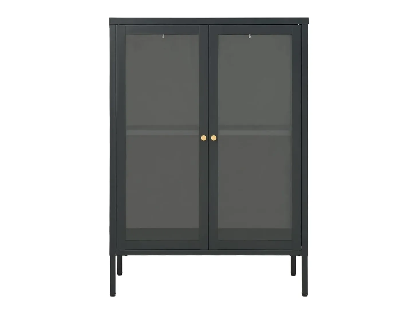 Aparador Antracita 75x35x105 cm Acero y cristal