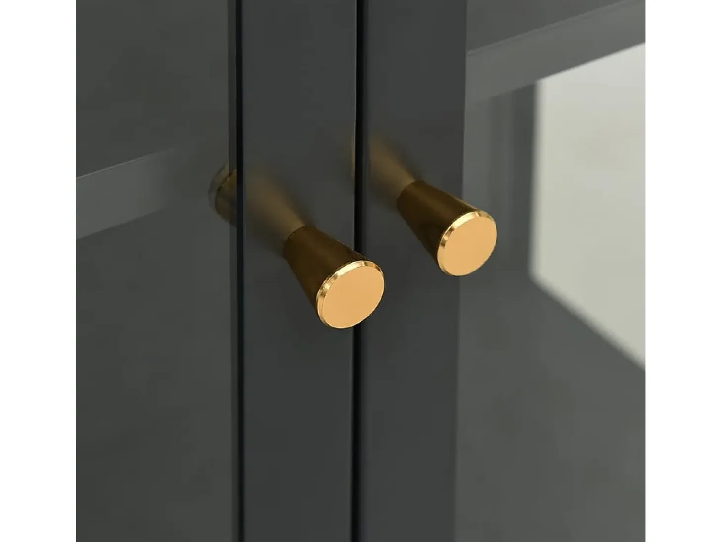 Aparador Antracita 75x35x105 cm Acero y cristal