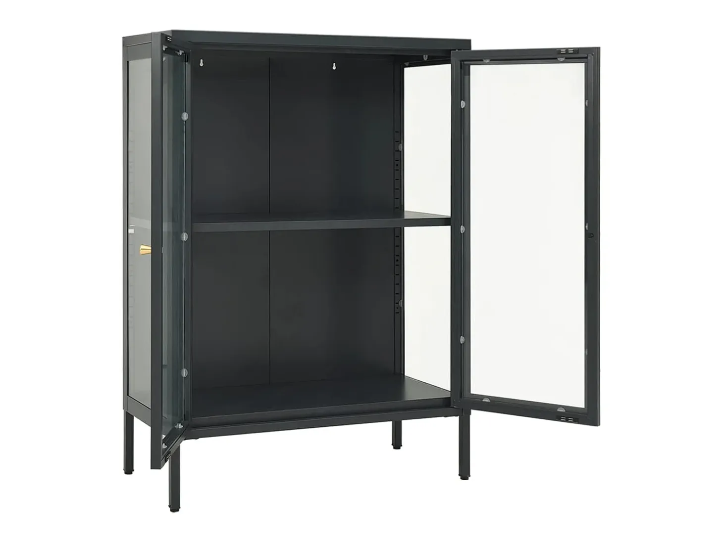Aparador Antracita 75x35x105 cm Acero y cristal