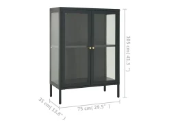 Aparador Antracita 75x35x105 cm Acero y cristal