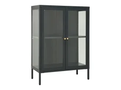 Aparador Antracita 75x35x105 cm Acero y cristal