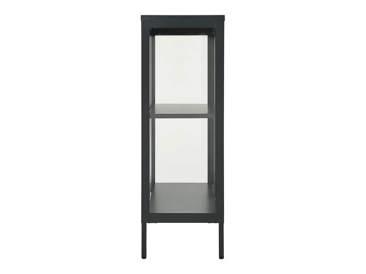 Aparador Antracita 75x35x105 cm Acero y cristal