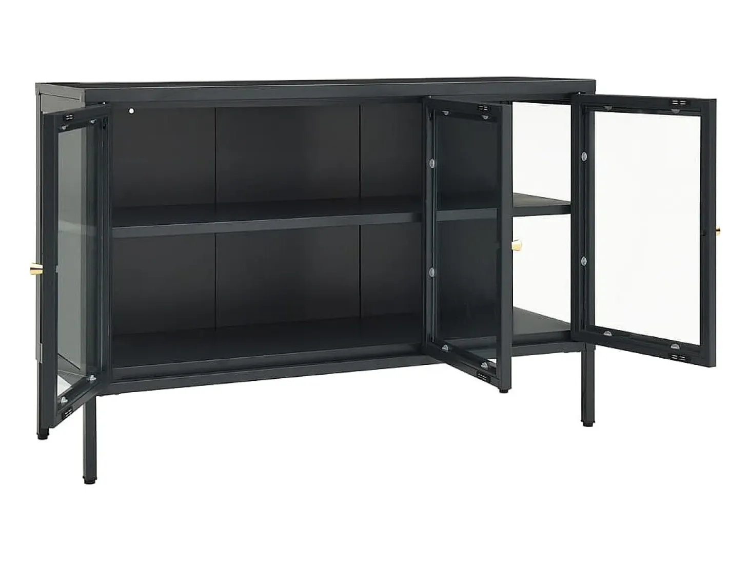 Aparador Antracita 105x35x70 cm Acero y cristal
