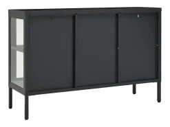 Aparador Antracita 105x35x70 cm Acero y cristal